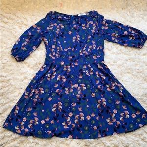 Blue with pink floral print dress